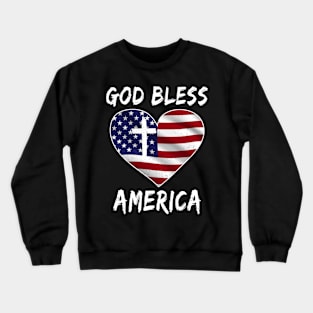 God Bless American Flag Heart Crewneck Sweatshirt